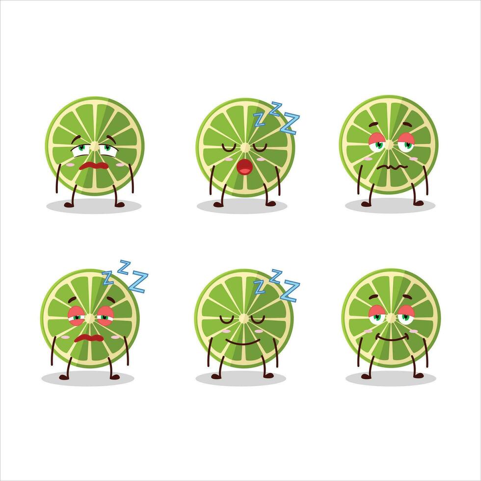 Cartoon character of lemon with sleepy expression vector