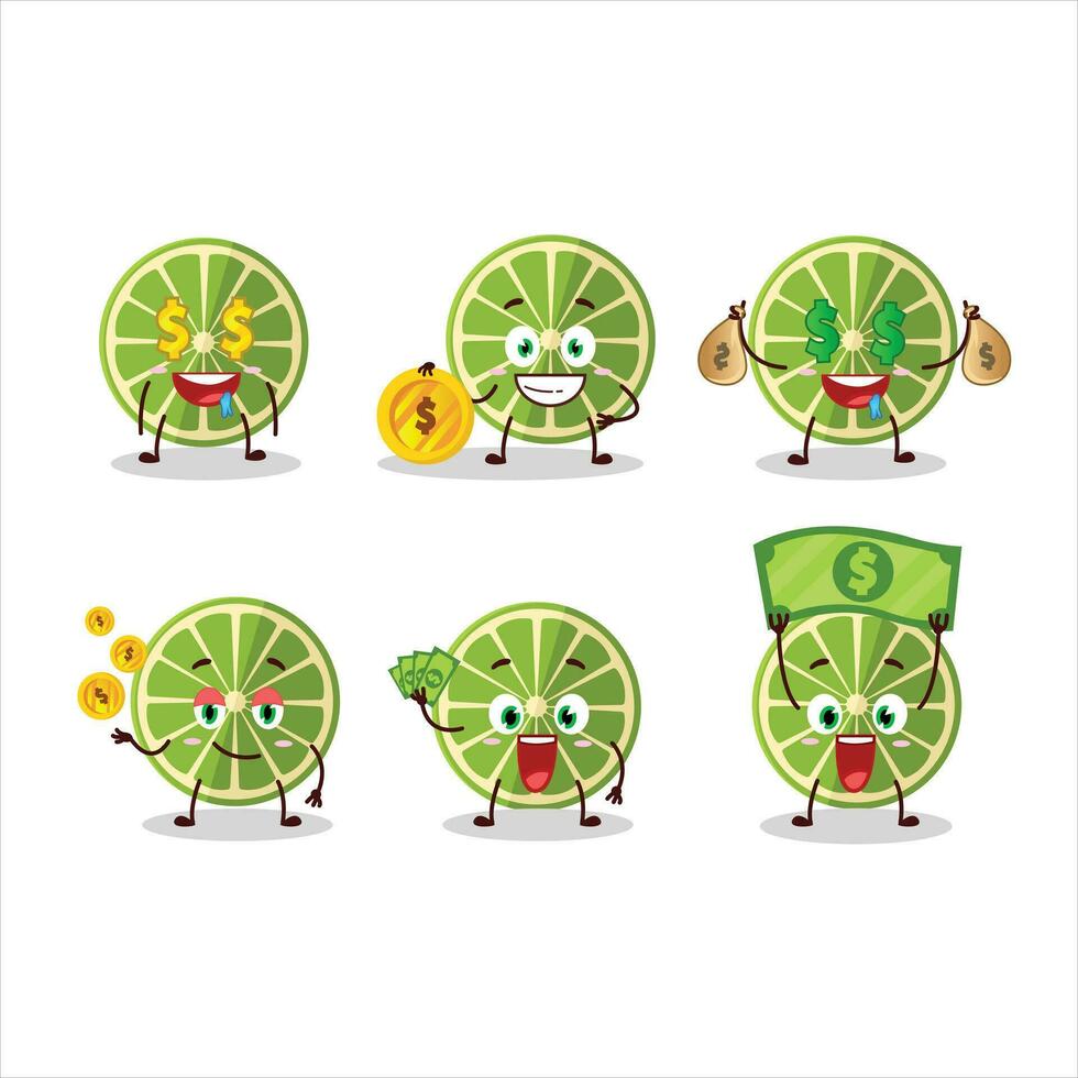 Lemon cartoon character with cute emoticon bring money vector
