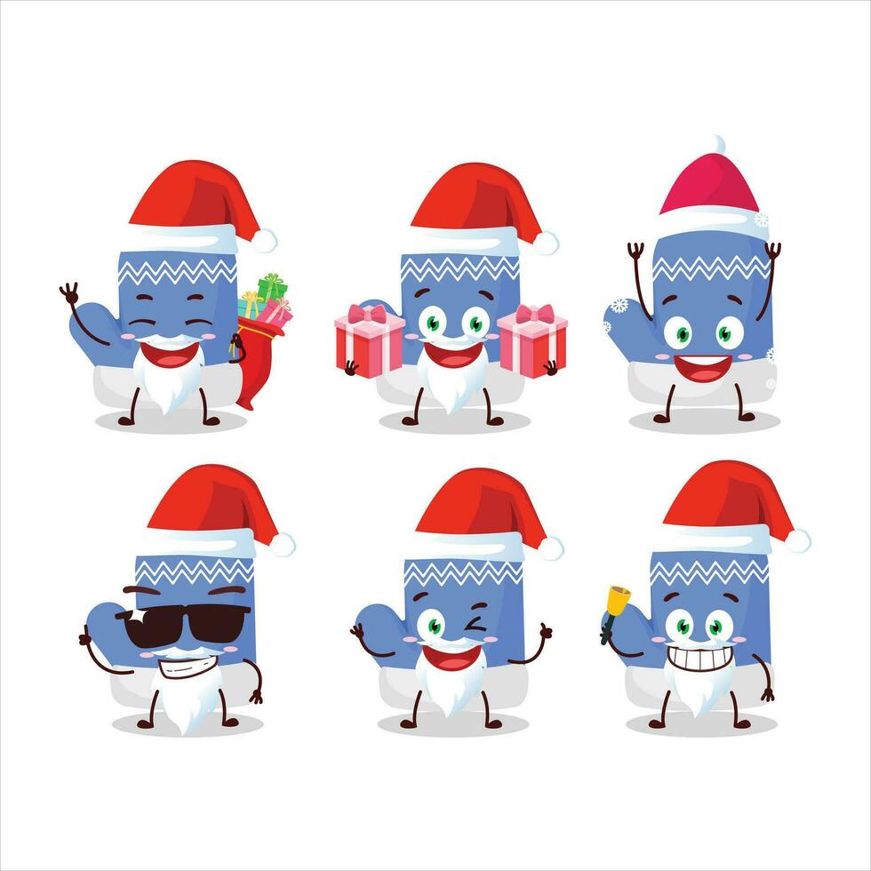 Santa Claus emoticons with new blue gloves cartoon character vector