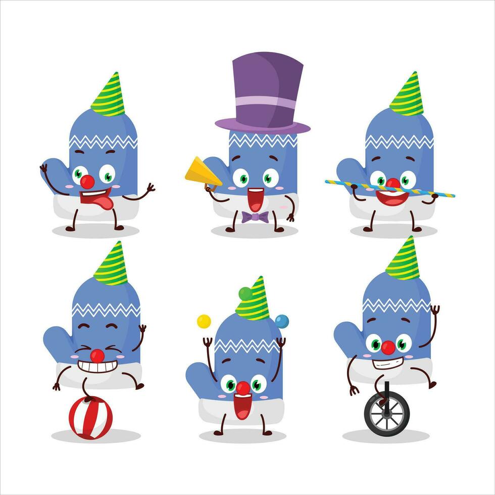 Cartoon character of new blue gloves with various circus shows vector