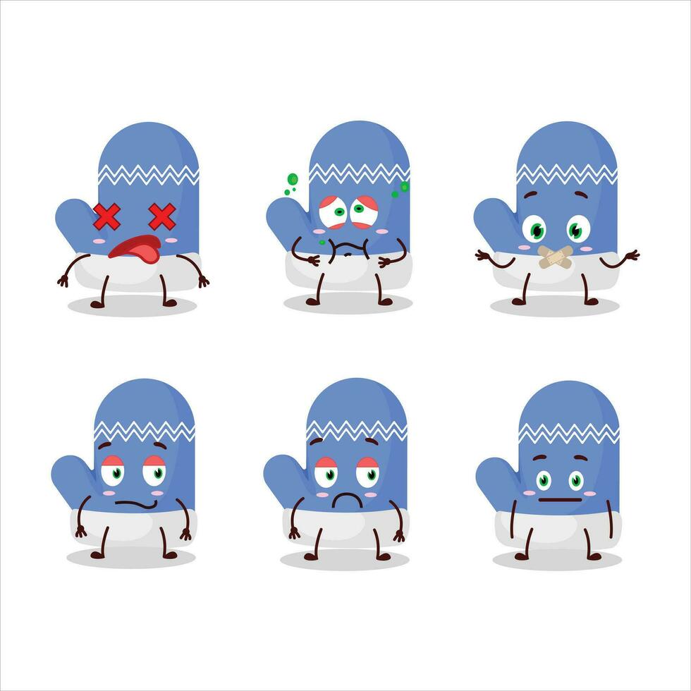 New blue gloves cartoon character with nope expression vector