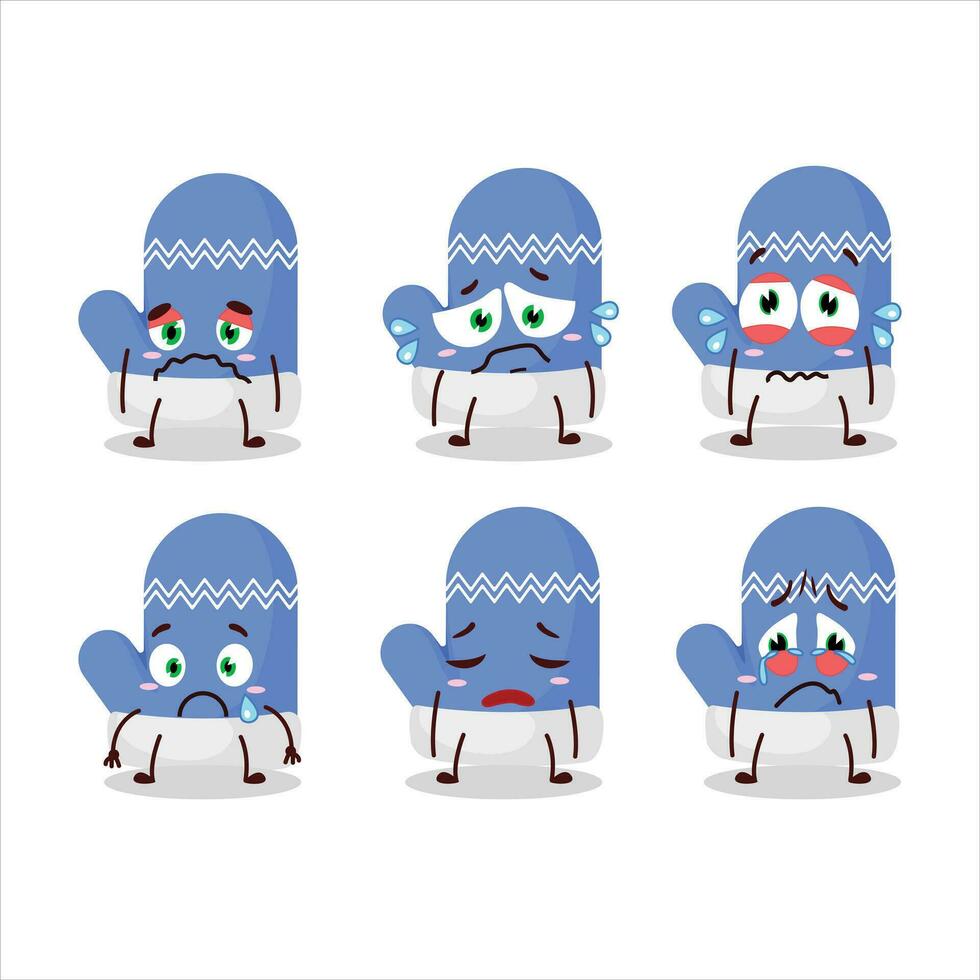 New blue gloves cartoon character with sad expression vector