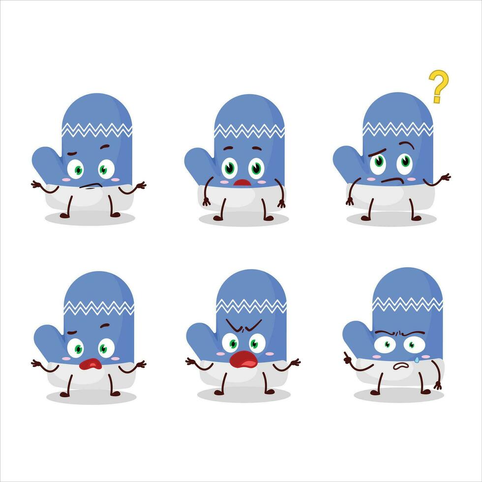 Cartoon character of new blue gloves with what expression vector