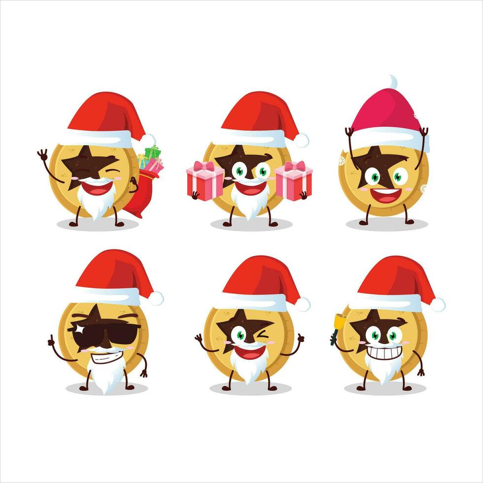 Papa Noel claus emoticones con un pan estrella dibujos animados personaje vector