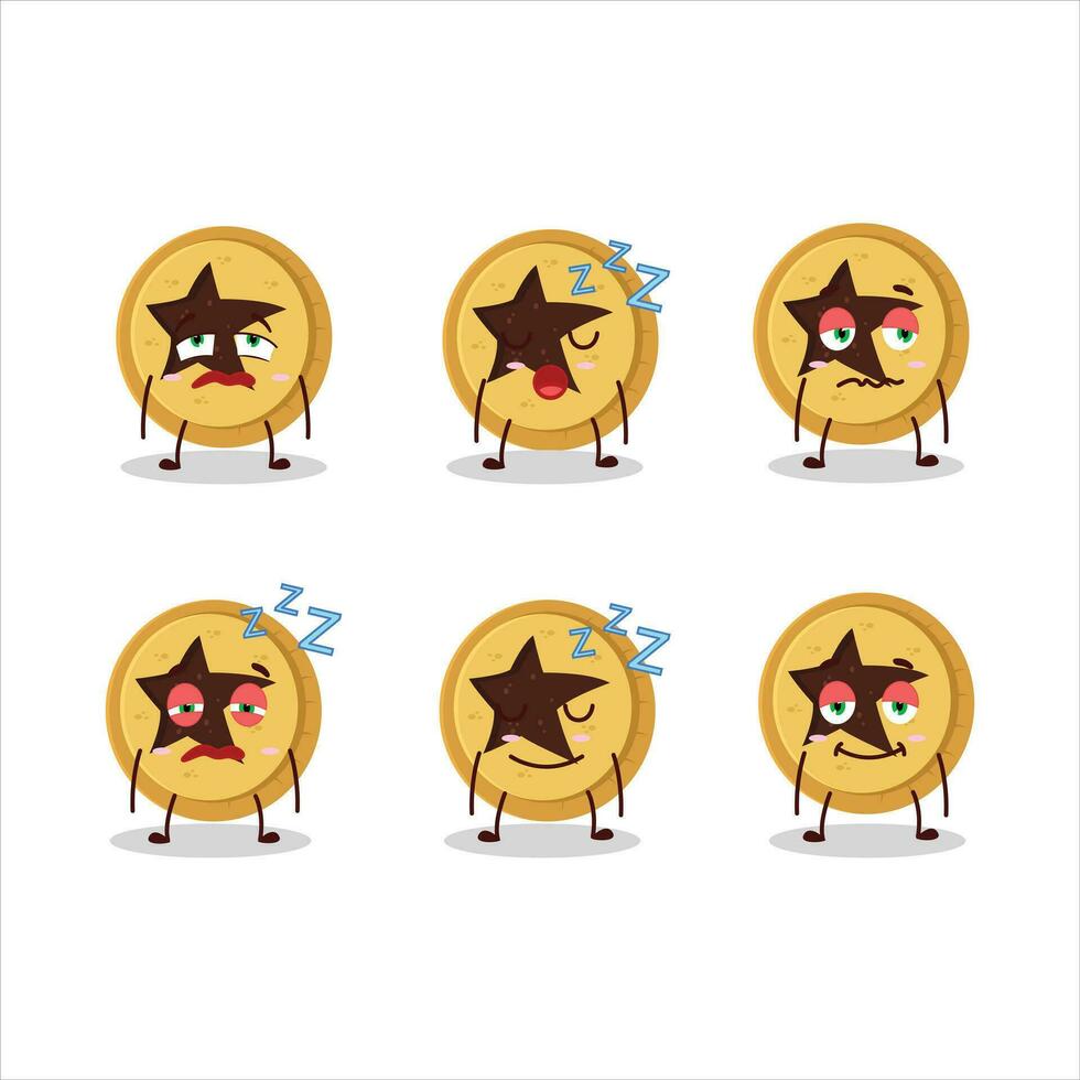 Cartoon character of bread star with sleepy expression vector