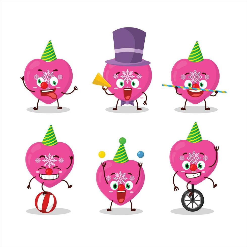 dibujos animados personaje de amor rosado Navidad con varios circo muestra vector