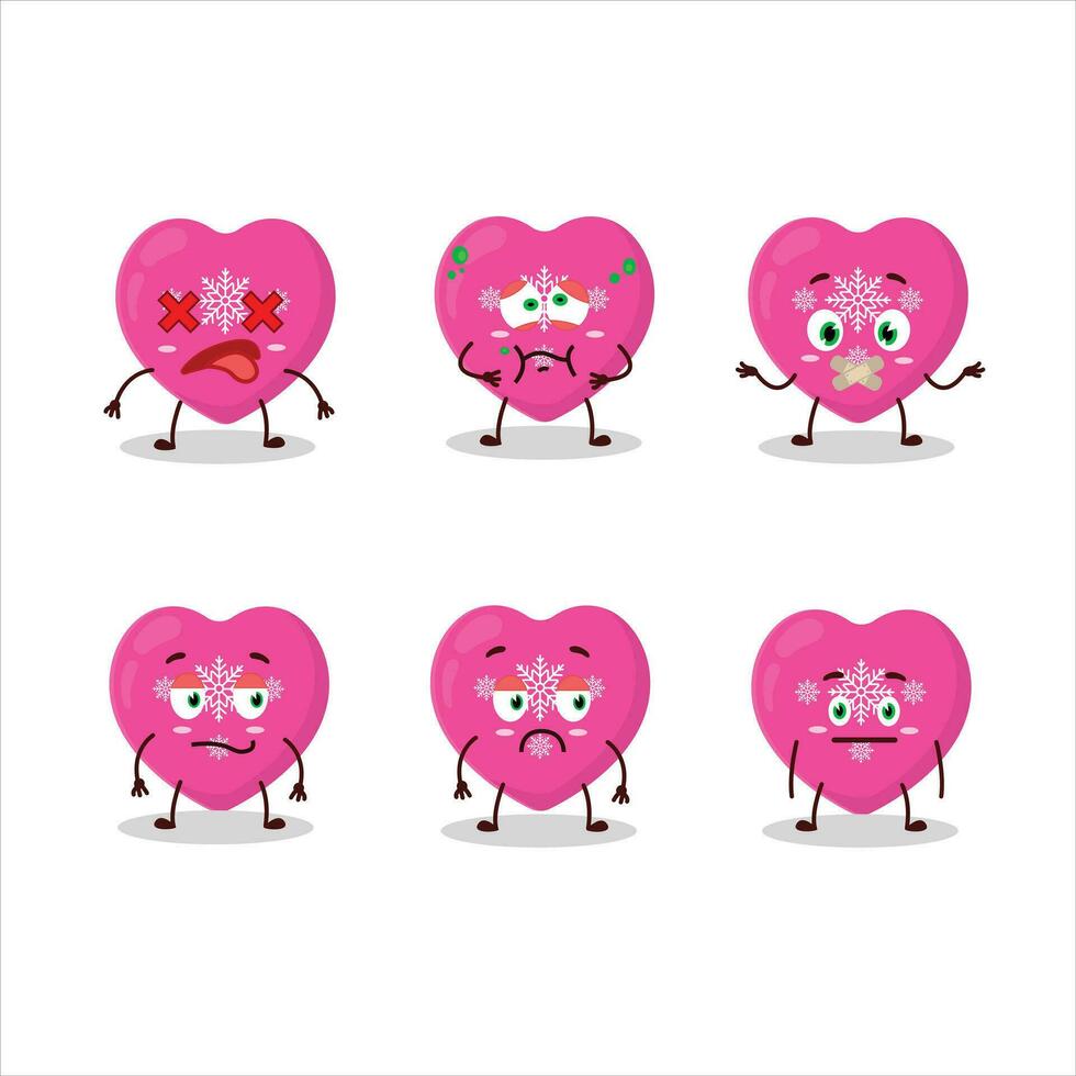 Love pink christmas cartoon character with nope expression vector