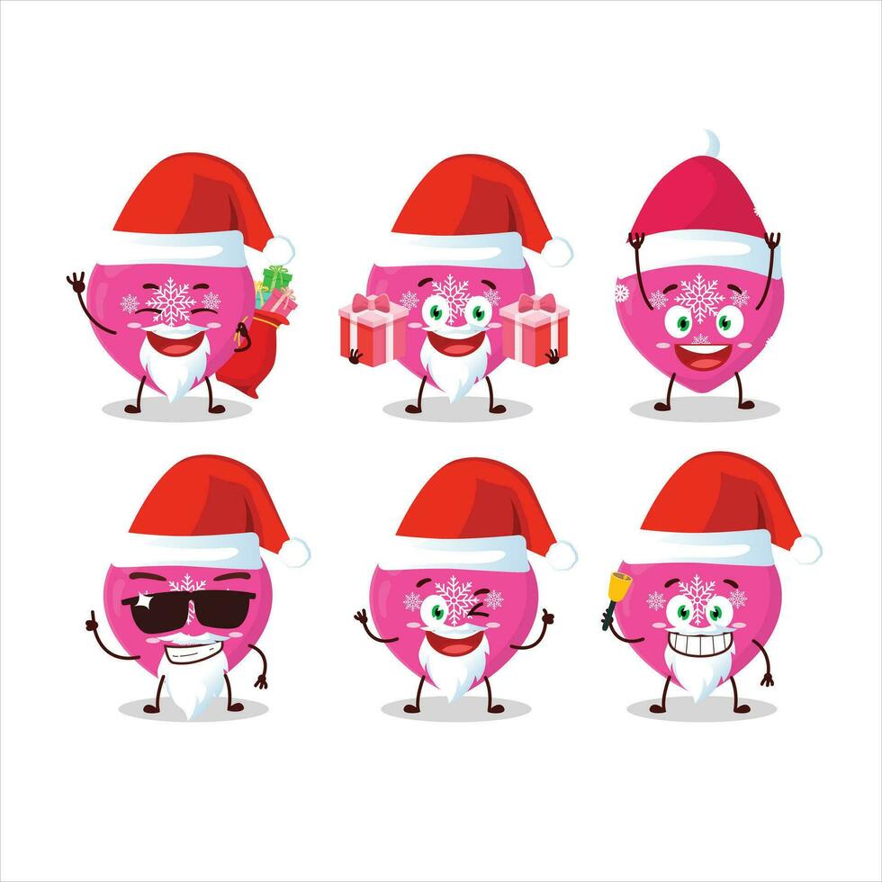 Papa Noel claus emoticones con amor rosado Navidad dibujos animados personaje vector