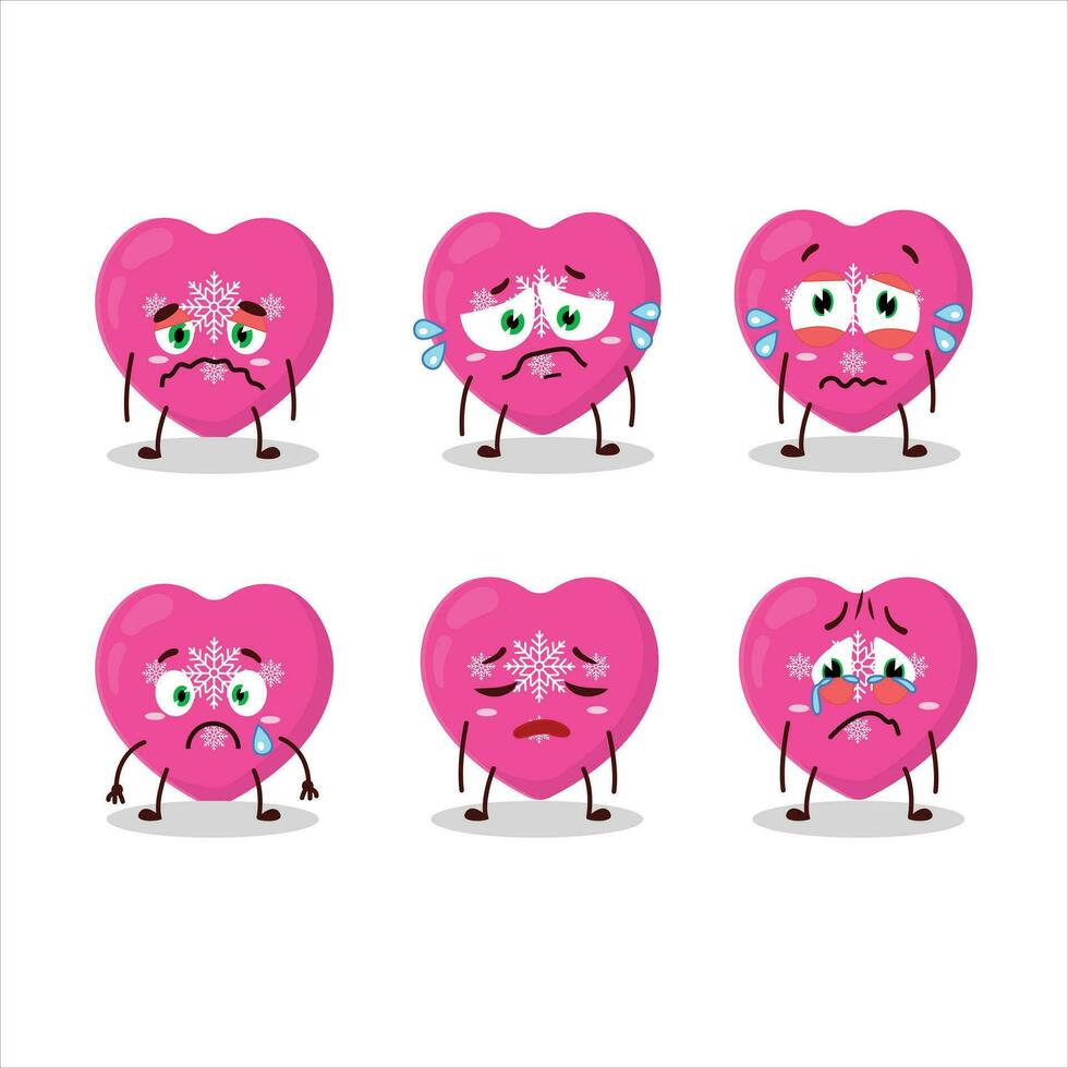 Love pink christmas cartoon character with sad expression vector