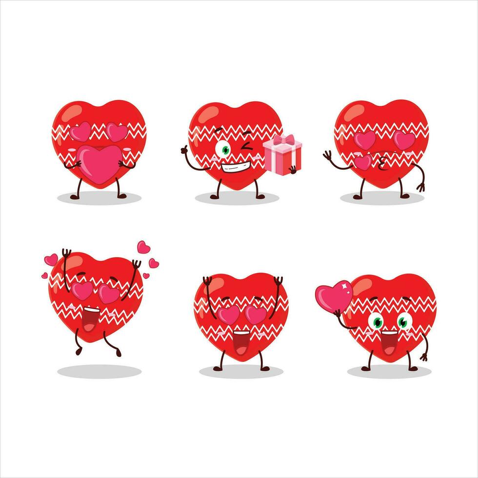 Love red christmas cartoon character with love cute emoticon vector
