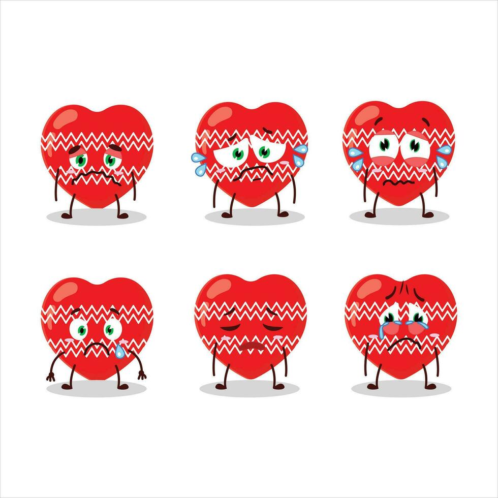 Love red christmas cartoon character with sad expression vector