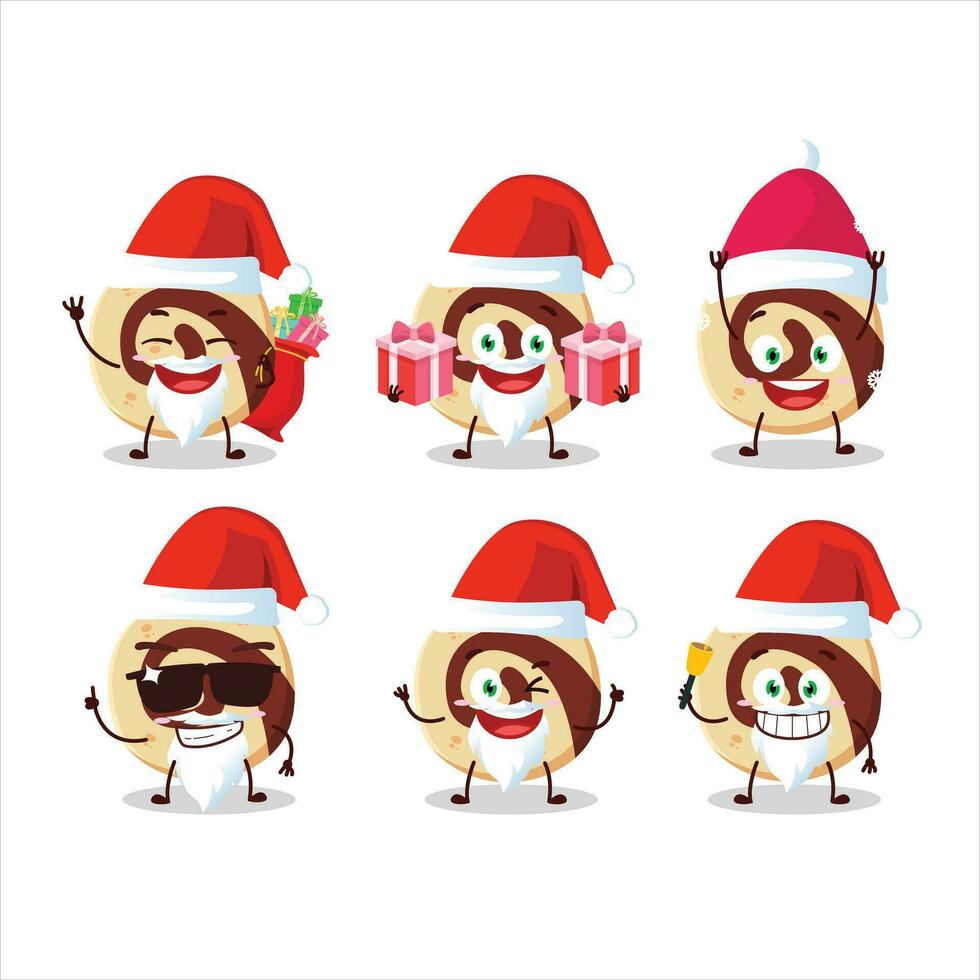 Papa Noel claus emoticones con espiral galleta dibujos animados personaje vector