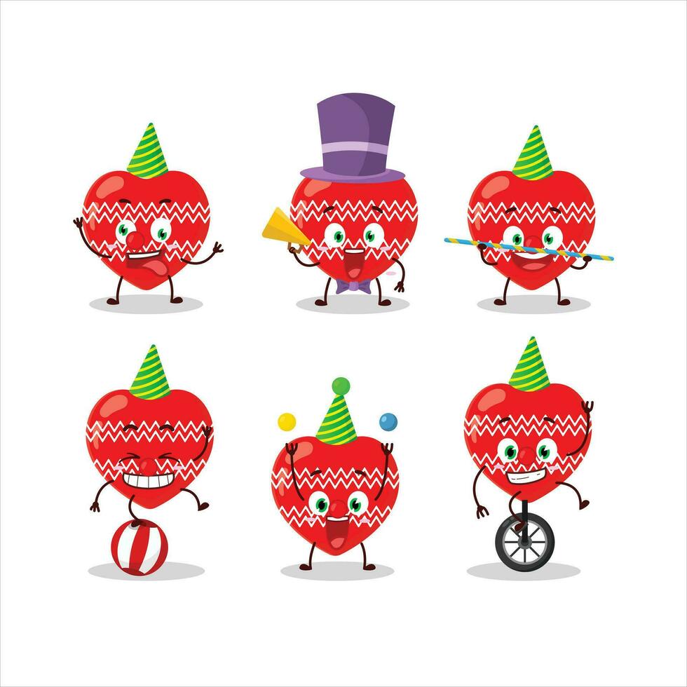 Cartoon character of love red christmas with various circus shows vector