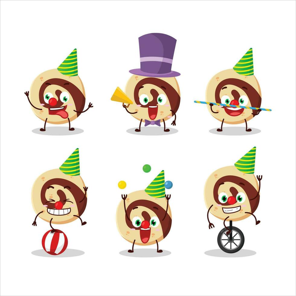 Cartoon character of spiral biscuit with various circus shows vector