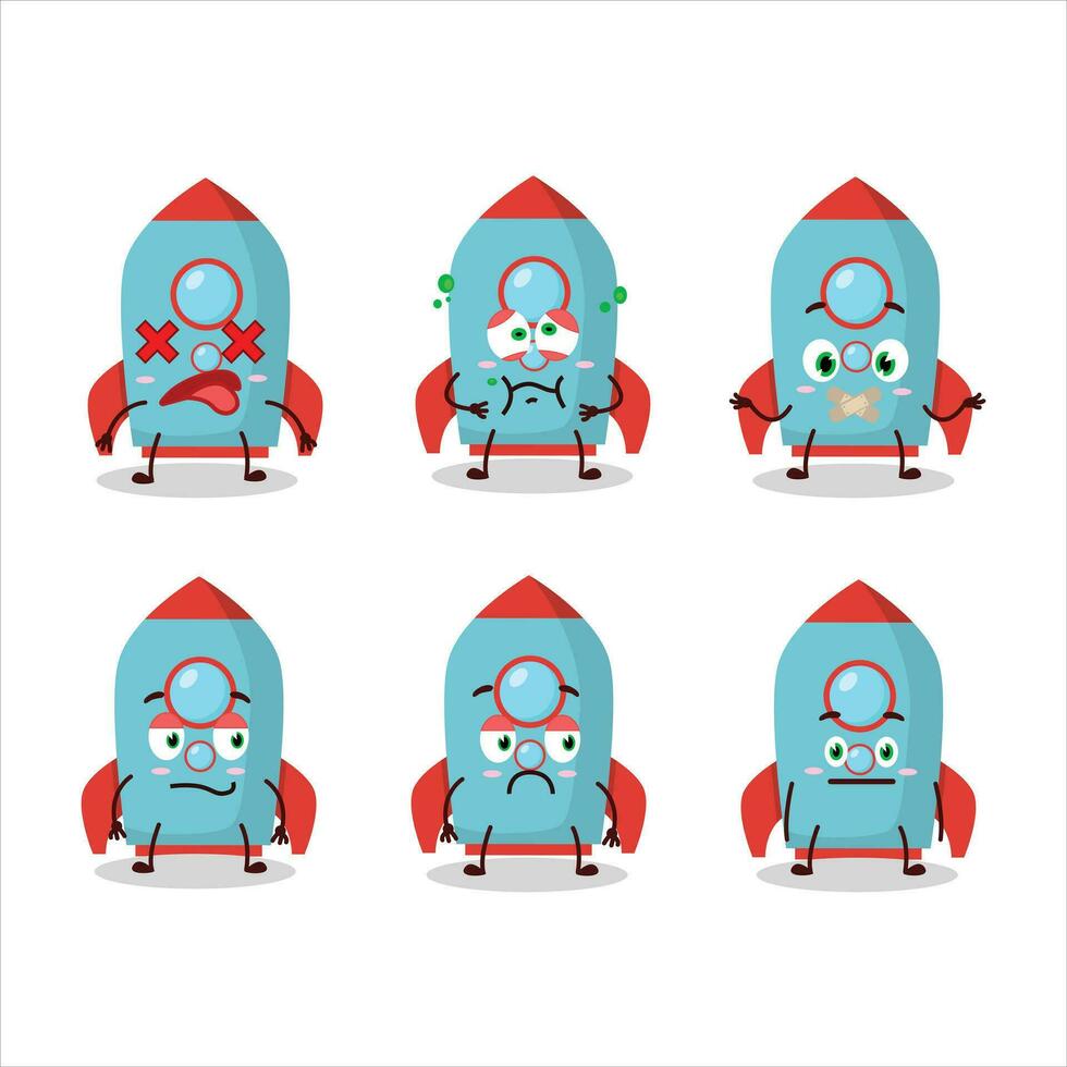 Blue rocket firecracker cartoon character with nope expression vector