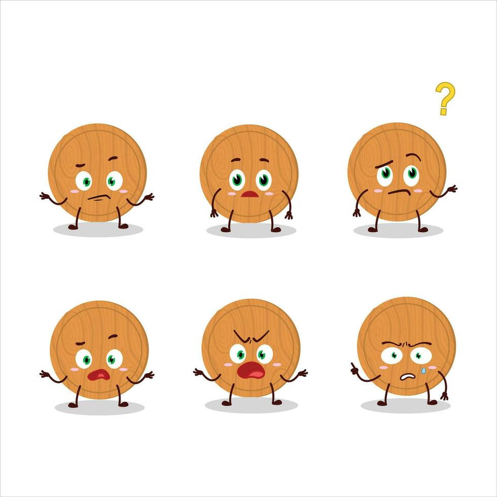 dibujos animados personaje de circulo madera corte tablero con qué expresión vector