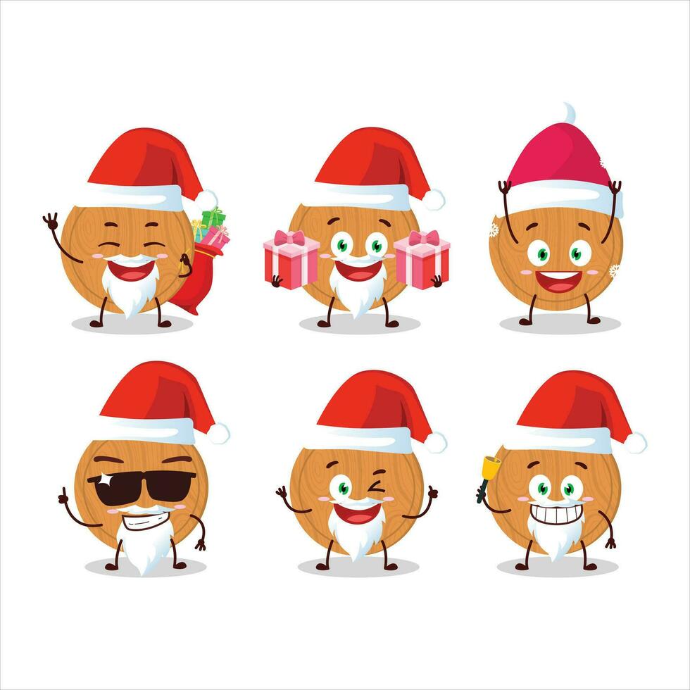 Papa Noel claus emoticones con circulo madera corte tablero dibujos animados personaje vector