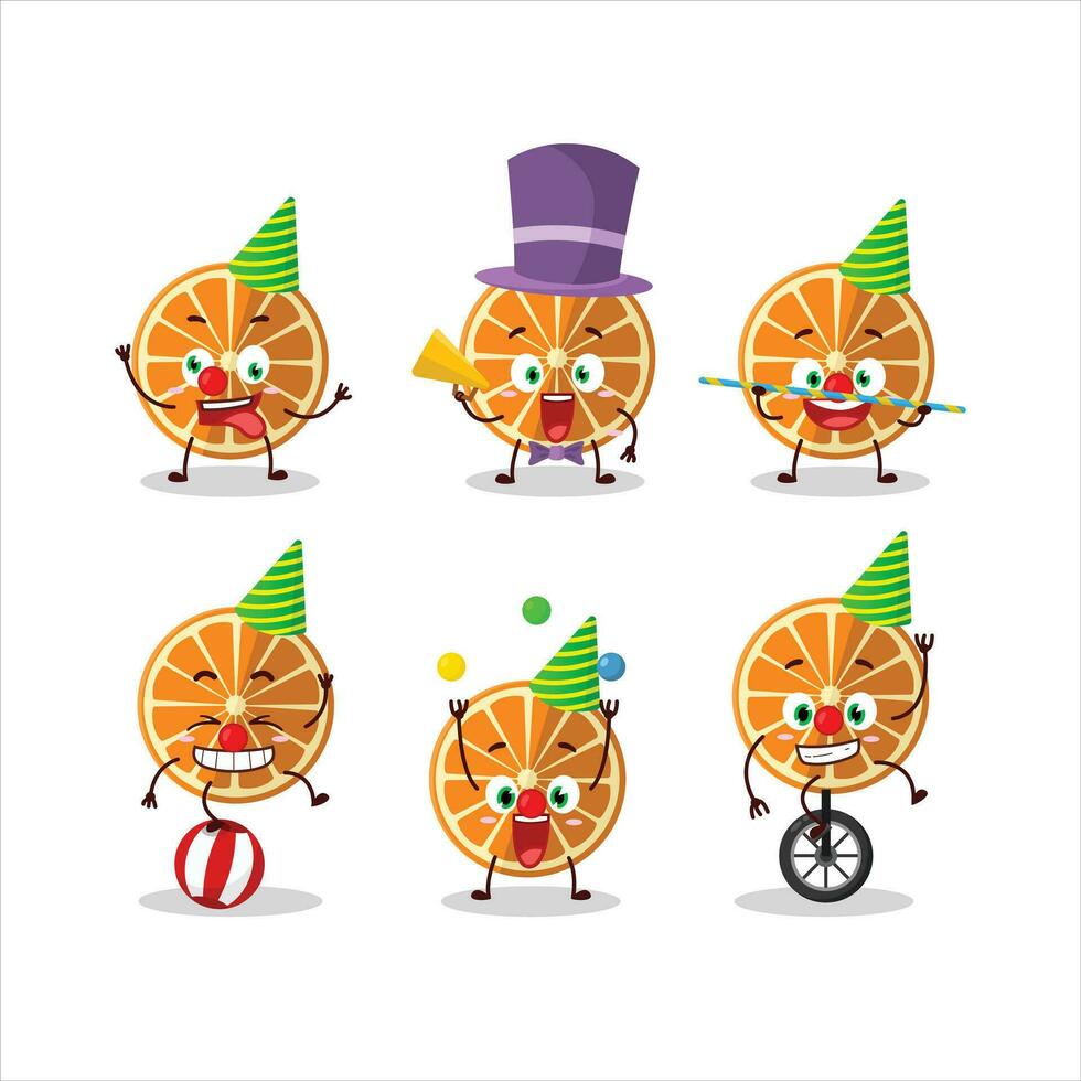 Cartoon character of new orange with various circus shows vector