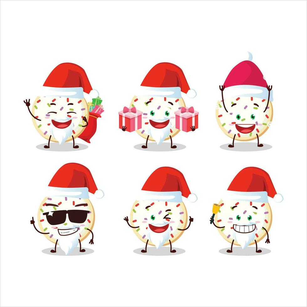 Papa Noel claus emoticones con azúcar galletas dibujos animados personaje vector