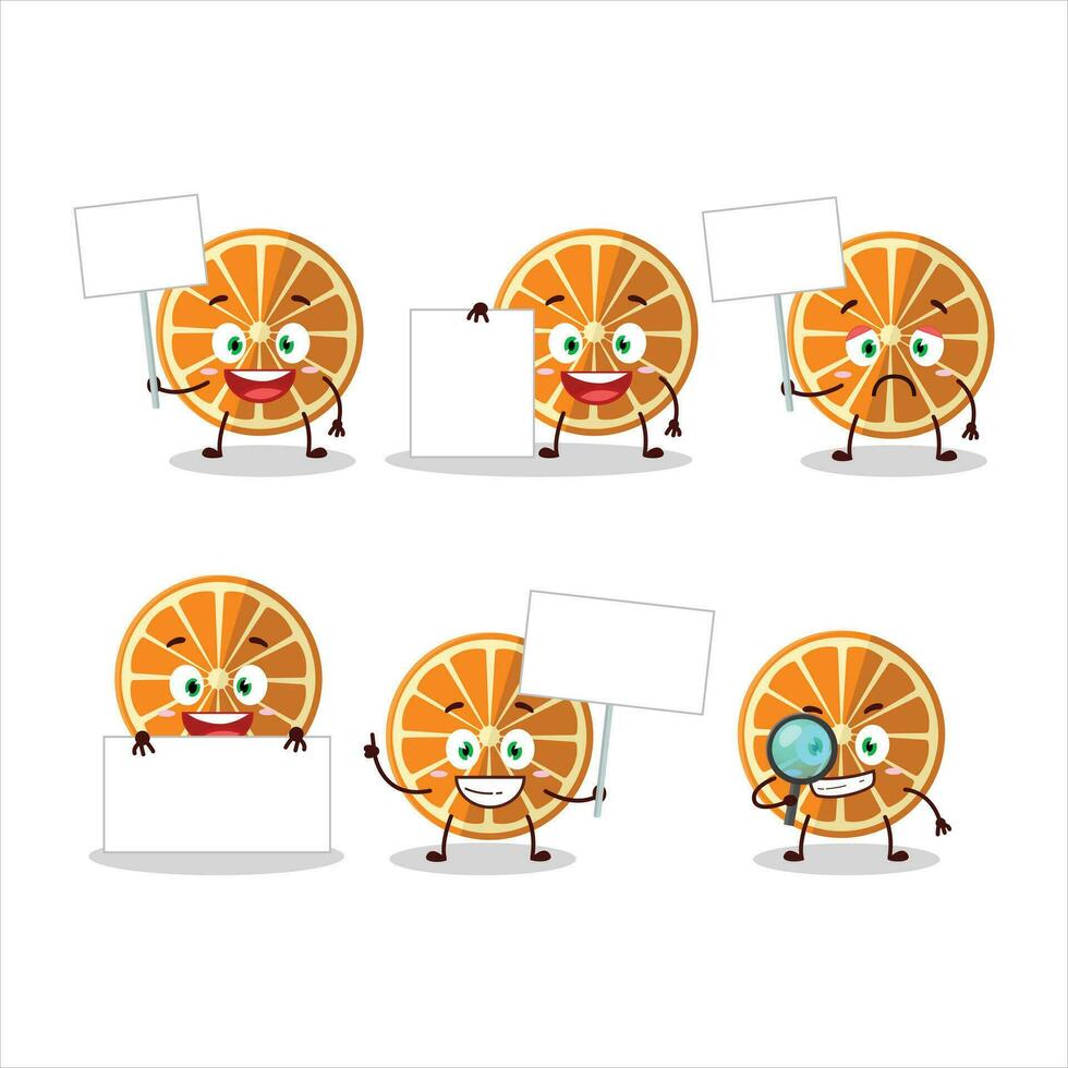 New orange cartoon character bring information board vector