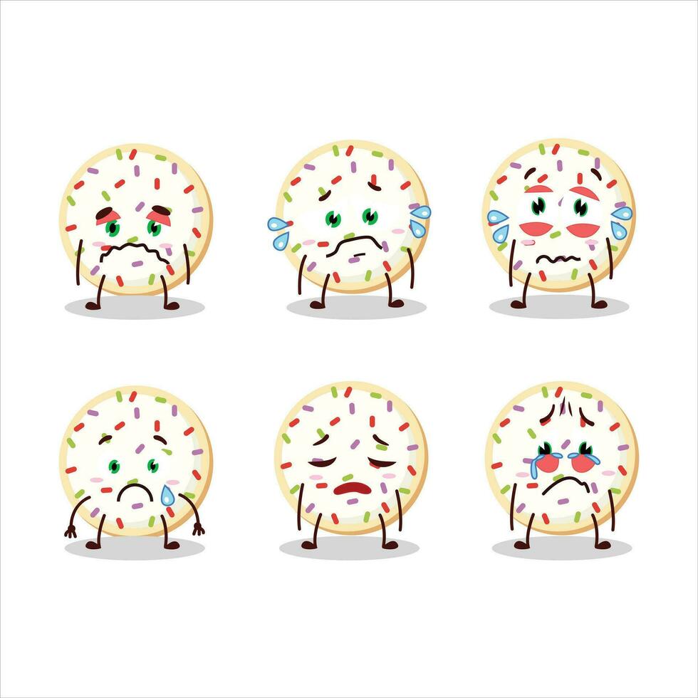 Sugar cookies cartoon character with sad expression vector