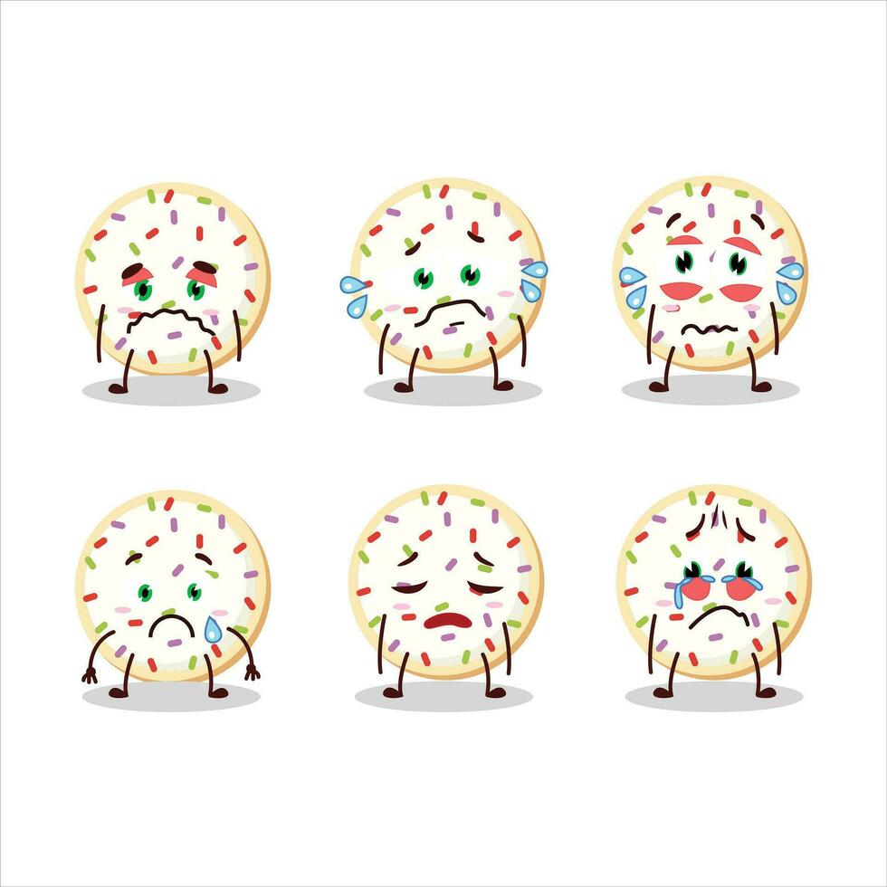 Sugar cookies cartoon character with sad expression vector