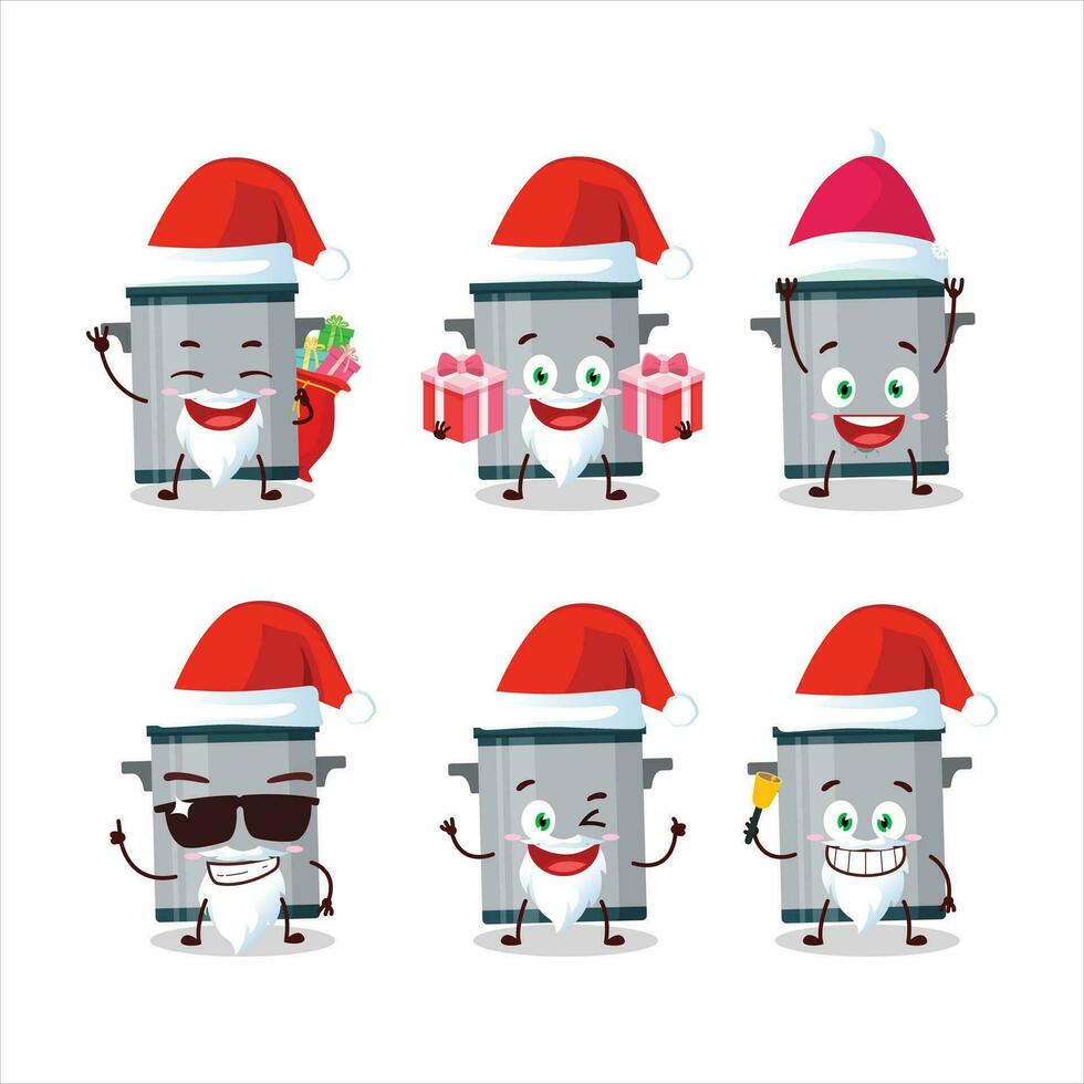 Santa Claus emoticons with cooking pan cartoon character vector