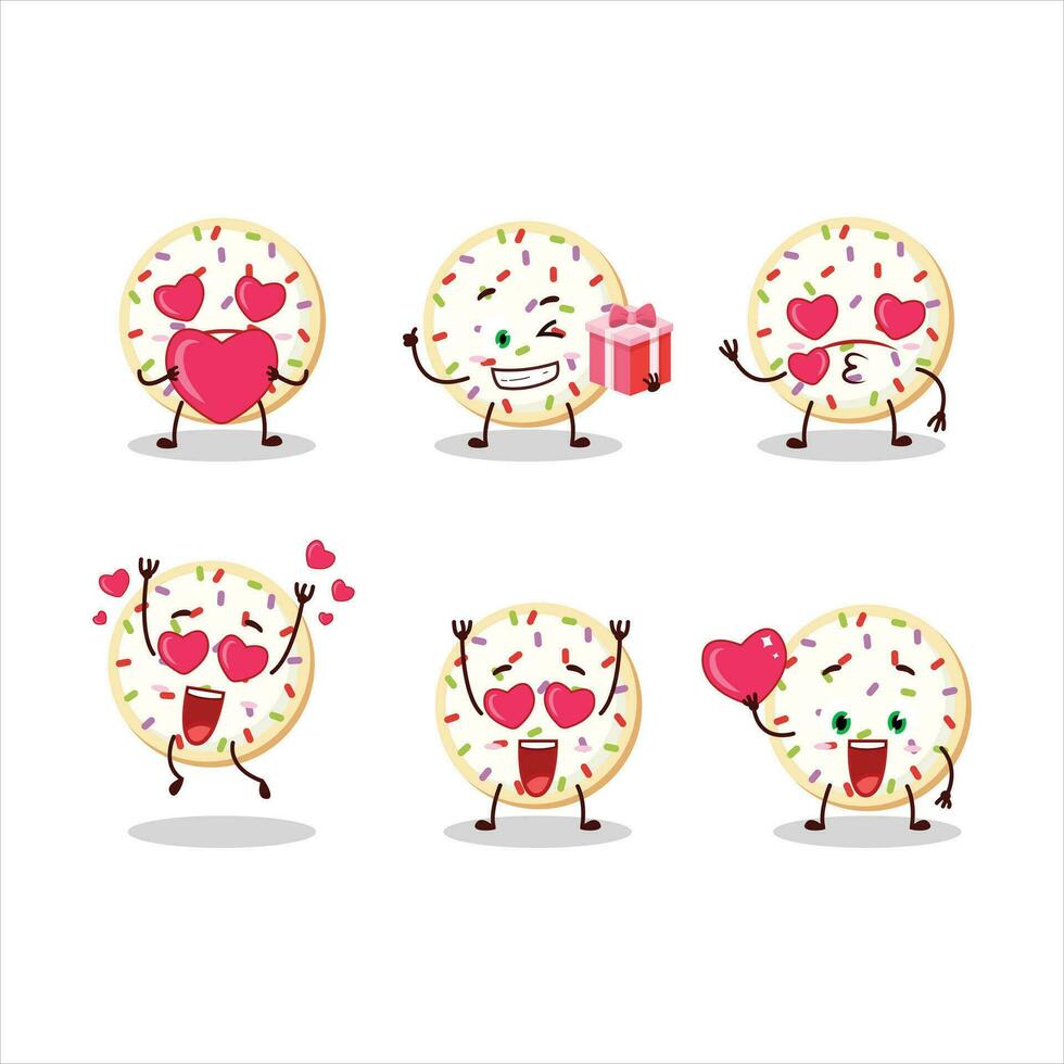 azúcar galletas dibujos animados personaje con amor linda emoticon vector