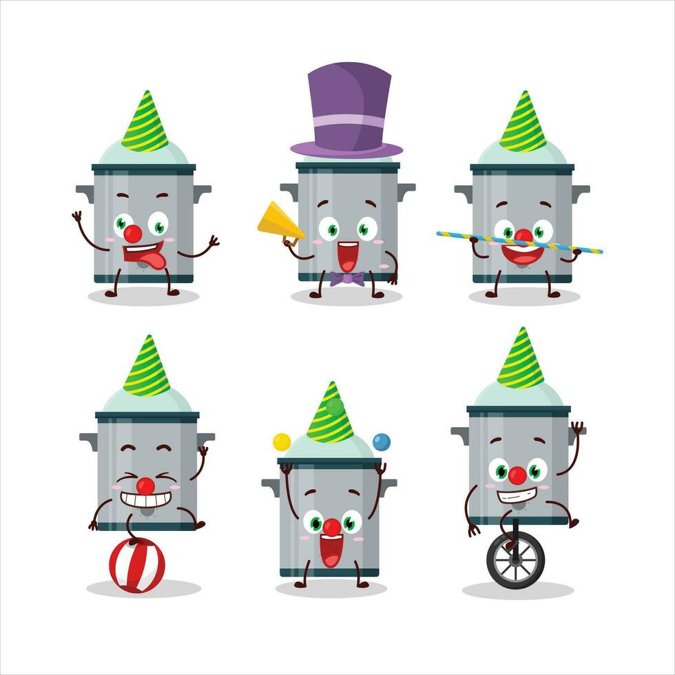 Cartoon character of cooking pan with various circus shows vector