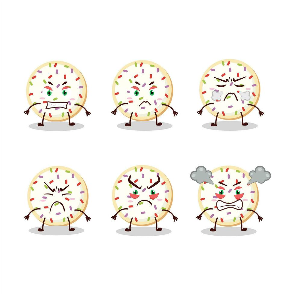 Sugar cookies cartoon character with various angry expressions vector