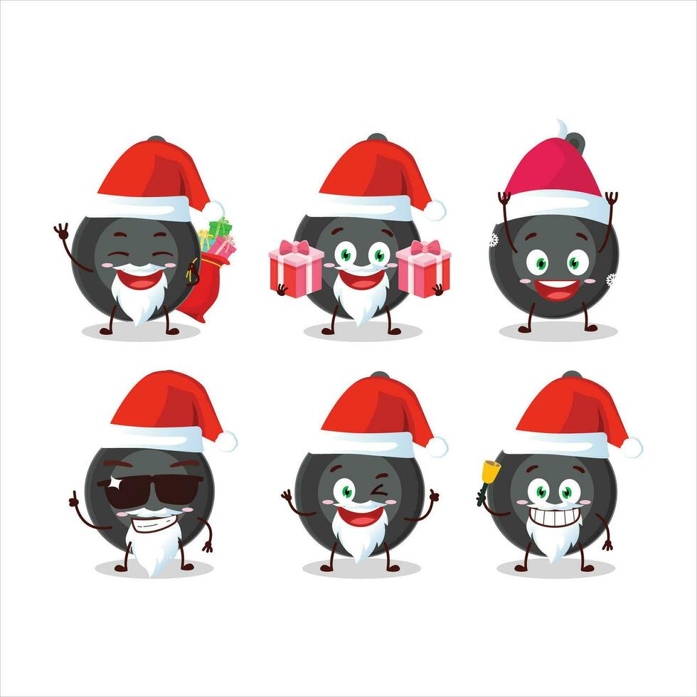 Santa Claus emoticons with frying pan cartoon character vector
