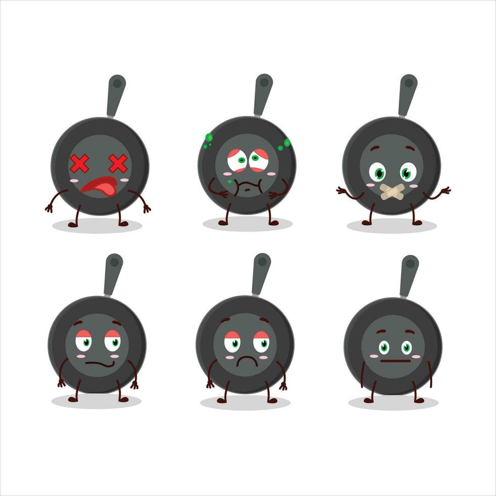 Frying pan cartoon character with nope expression vector