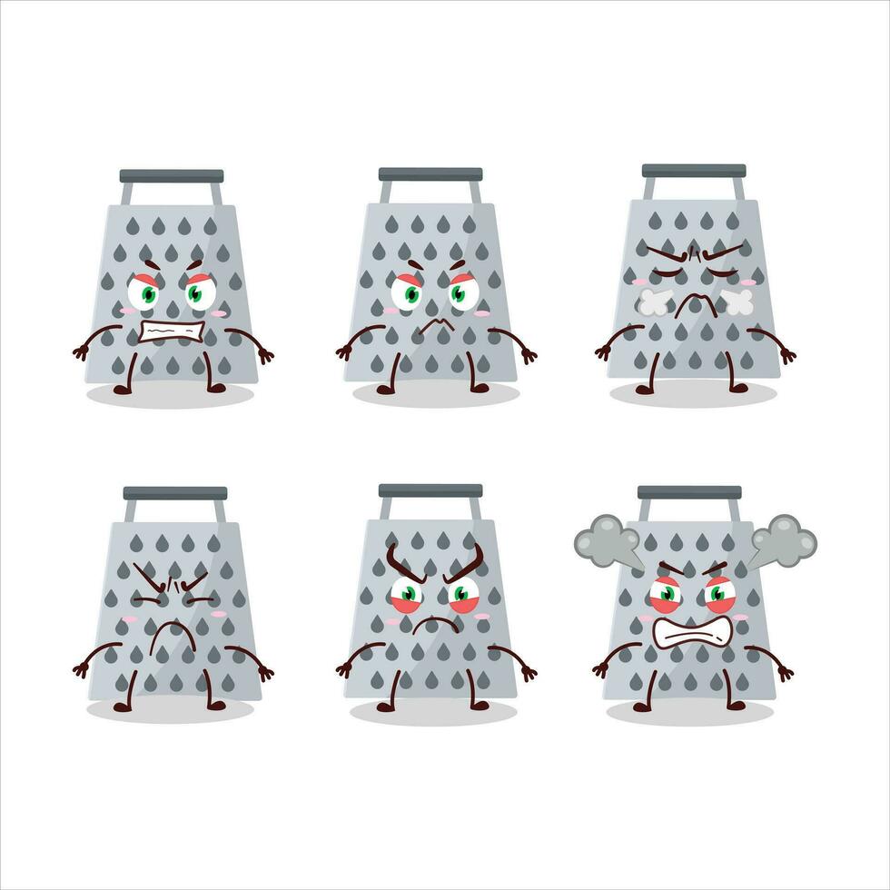 Grated cheese cartoon character with various angry expressions vector