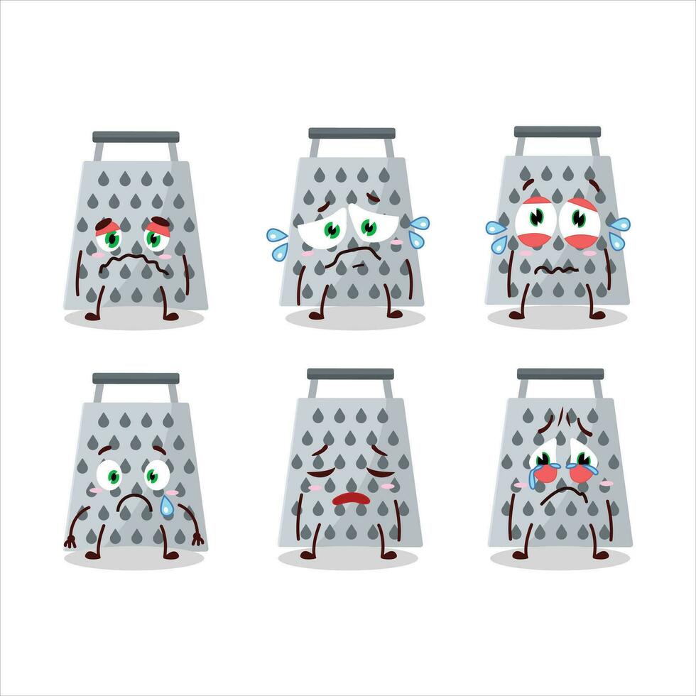 Grated cheese cartoon character with sad expression vector
