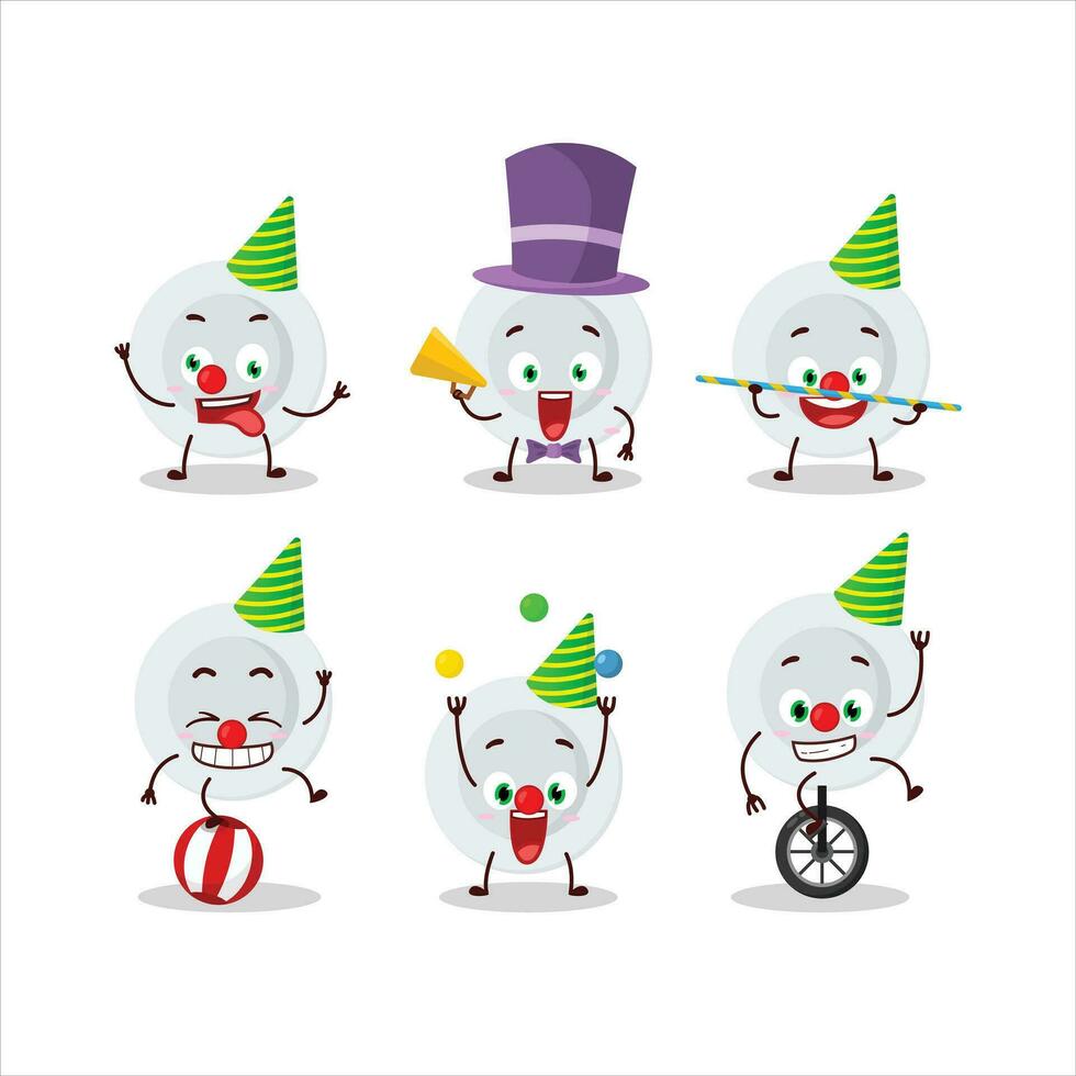 Cartoon character of new white plate with various circus shows vector