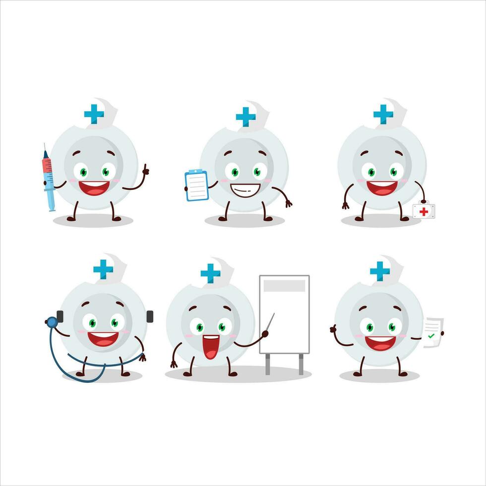 Doctor profession emoticon with new white plate cartoon character vector