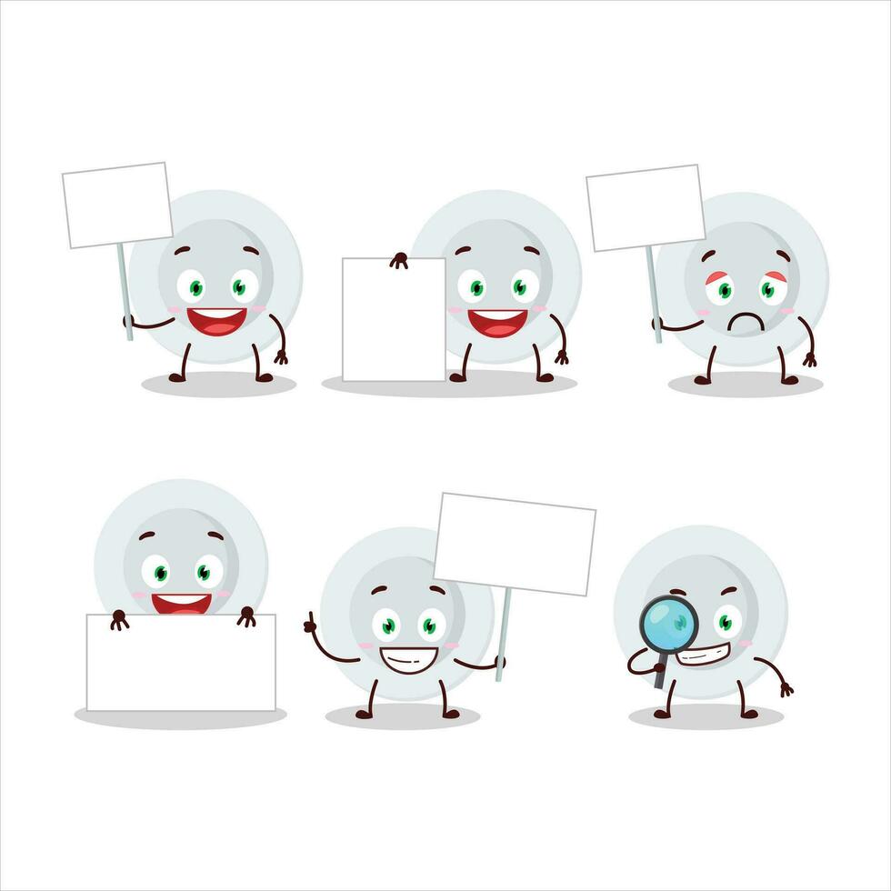 nuevo blanco plato dibujos animados personaje traer información tablero vector