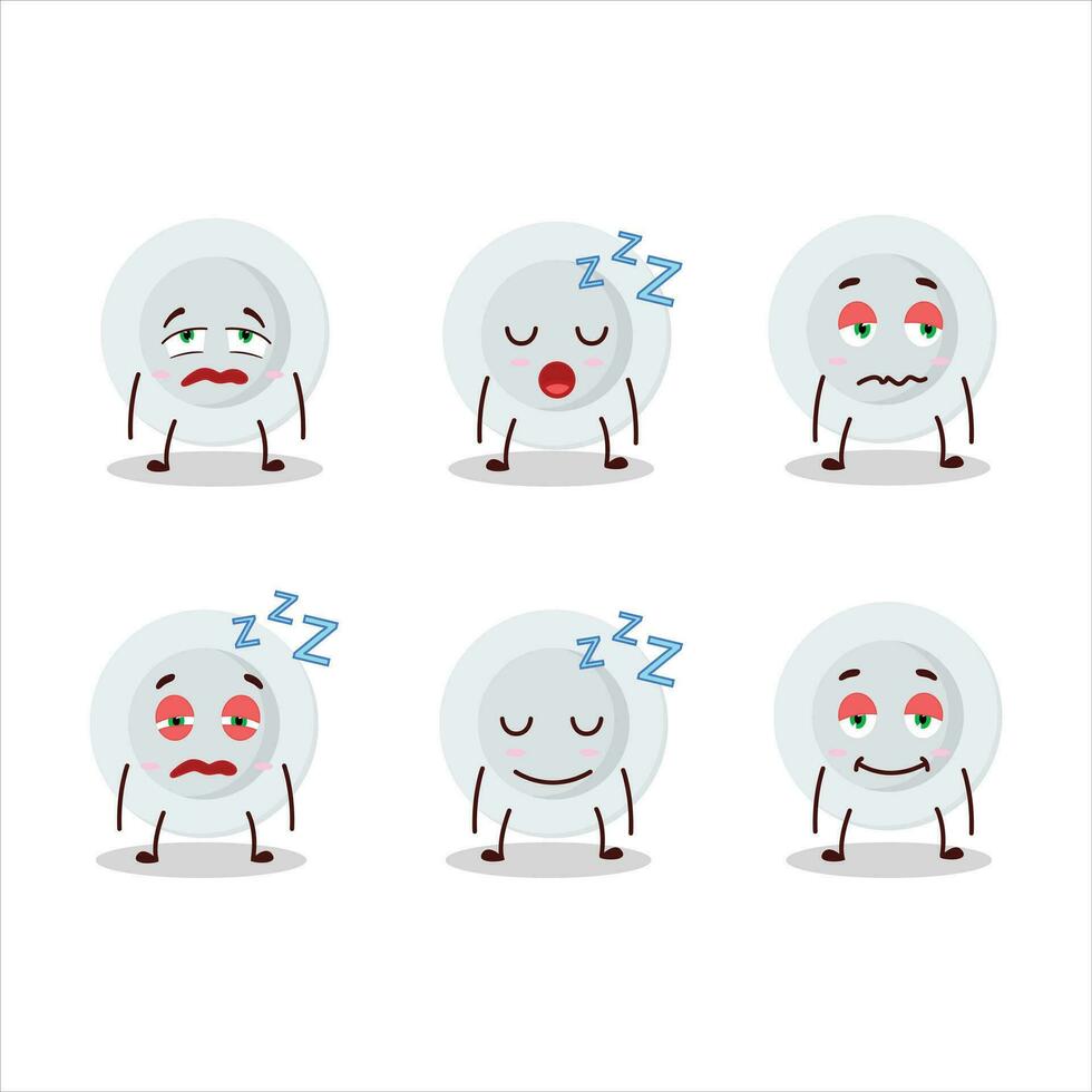 Cartoon character of new white plate with sleepy expression vector