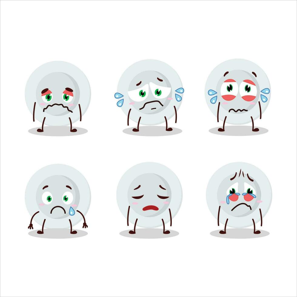 New white plate cartoon character with sad expression vector