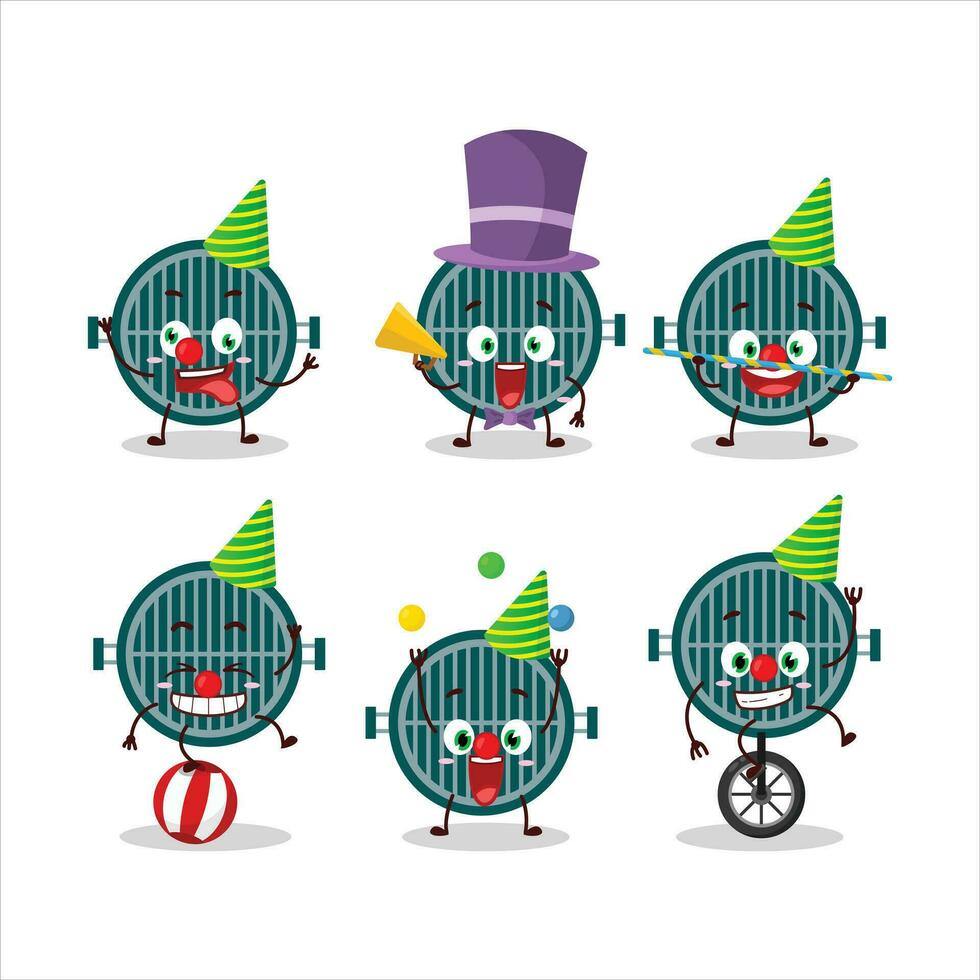 Cartoon character of grill with various circus shows vector