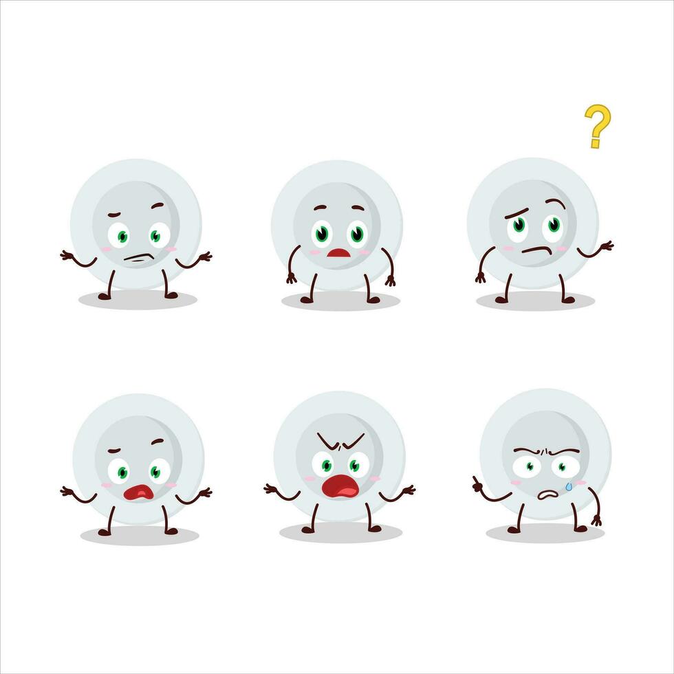 Cartoon character of new white plate with what expression vector