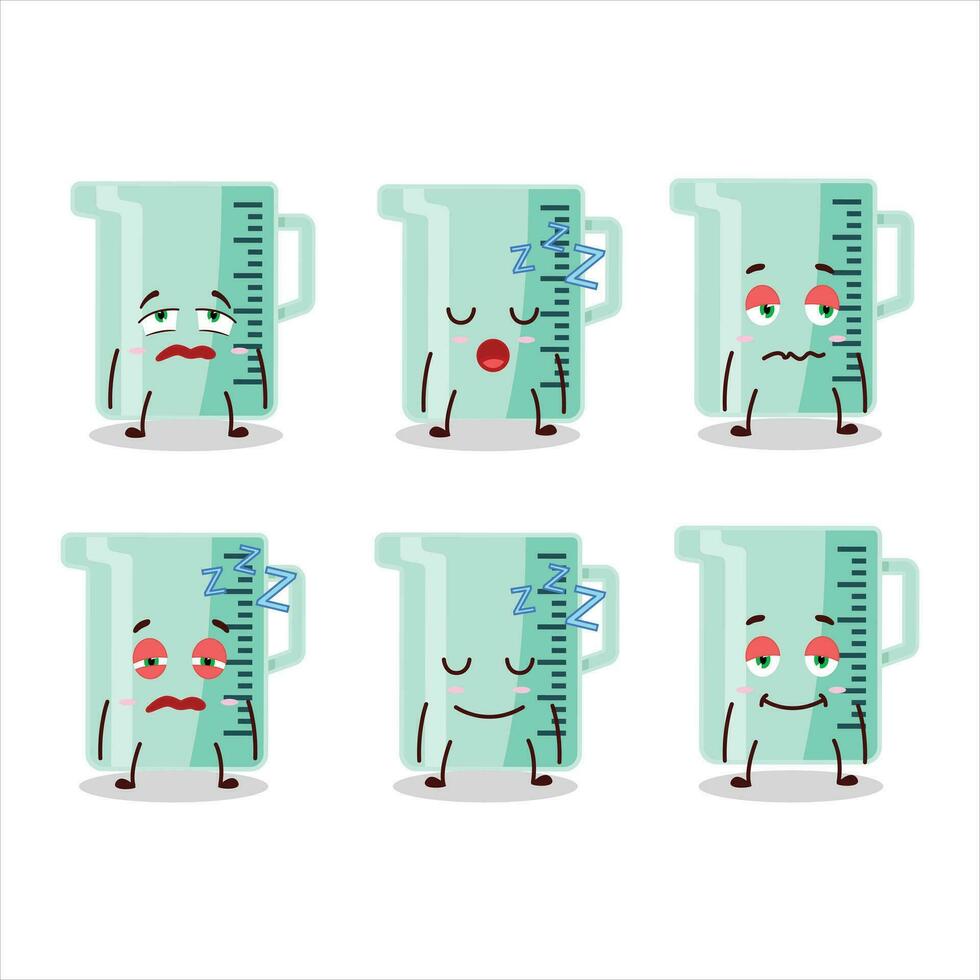 Cartoon character of measuring cup with sleepy expression vector