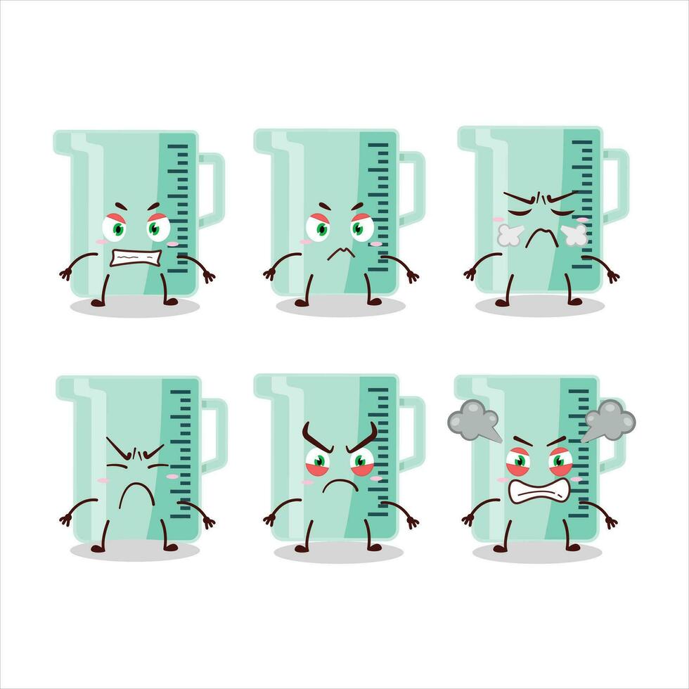 Measuring cup cartoon character with various angry expressions vector