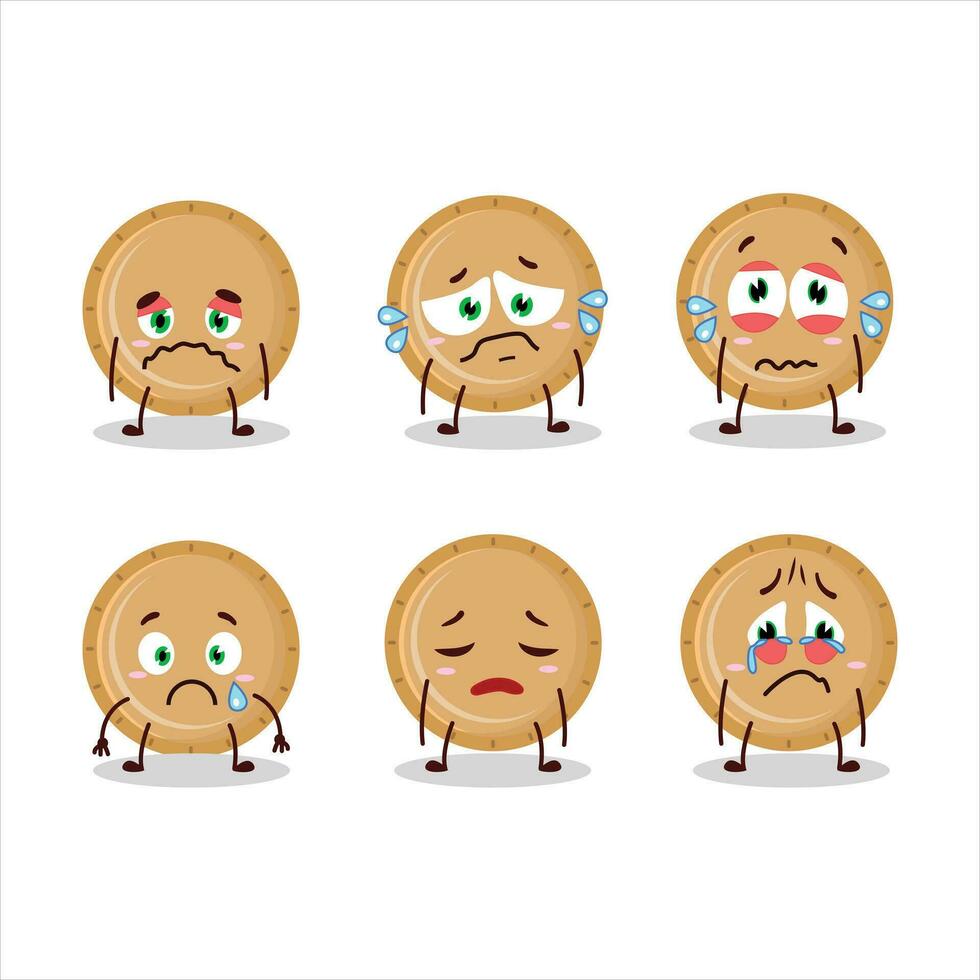 Plastic plate cartoon character with sad expression vector
