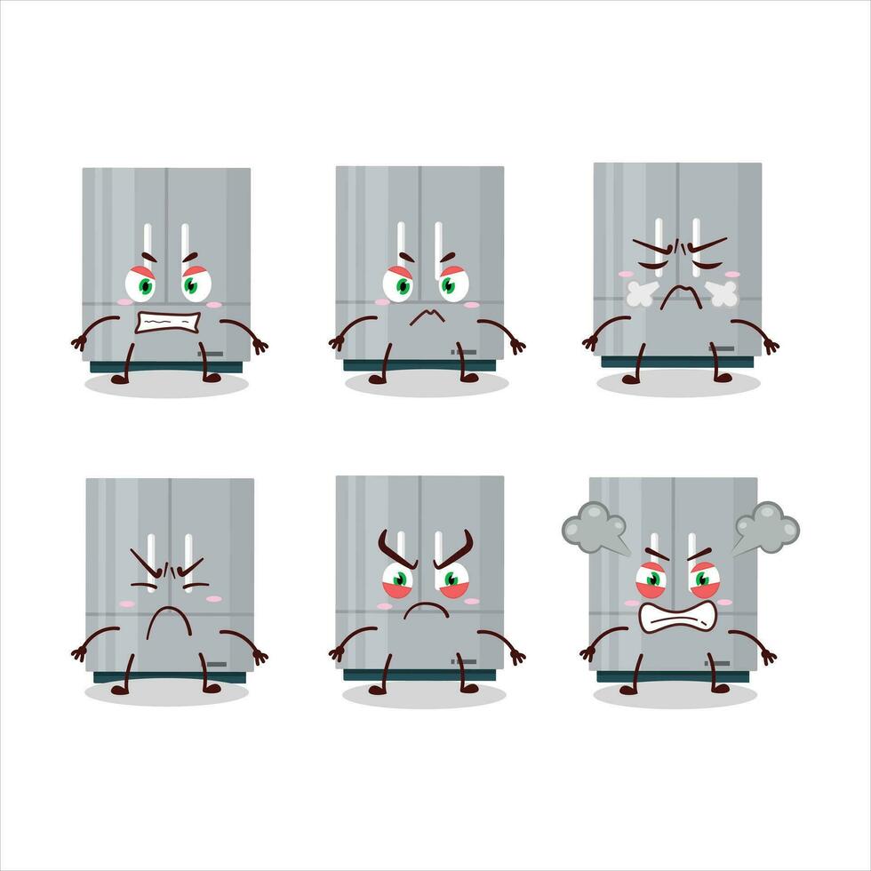 Refrigerator cartoon character with various angry expressions vector