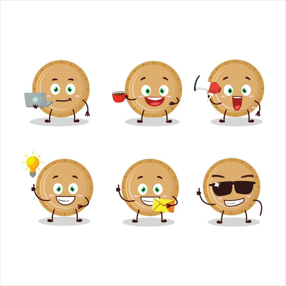 Plastic plate cartoon character with various types of business emoticons vector
