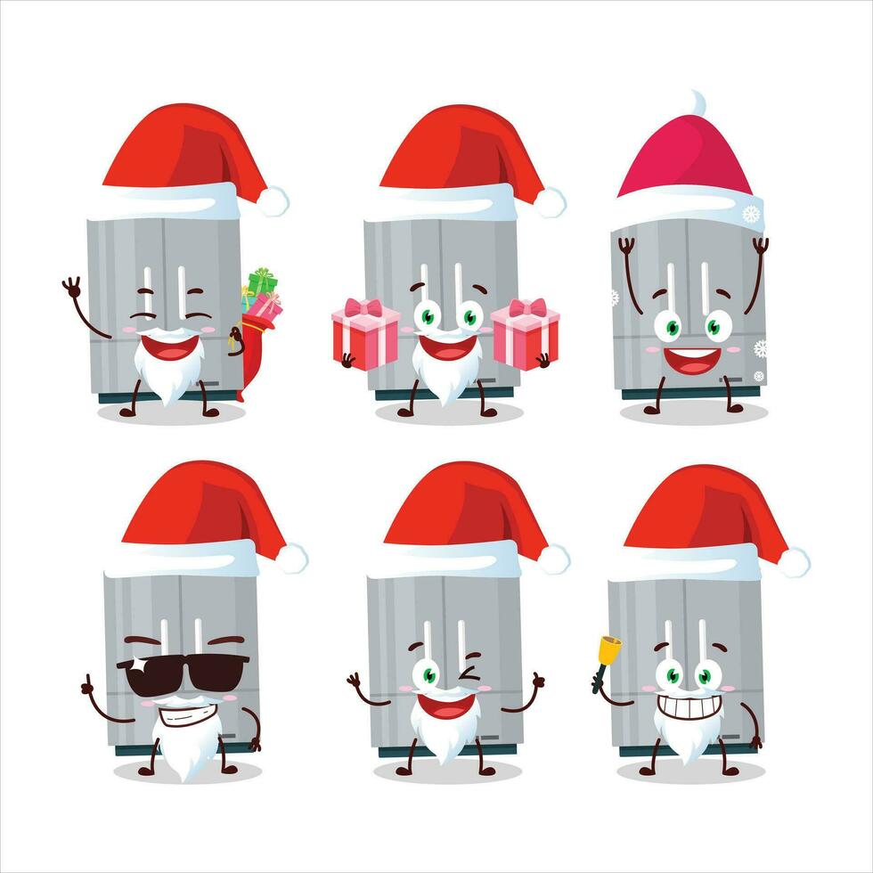 Papa Noel claus emoticones con refrigerador dibujos animados personaje vector