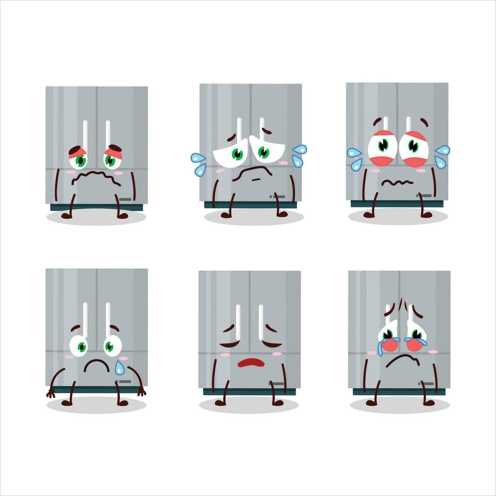 Refrigerator in cartoon character with sad expression vector