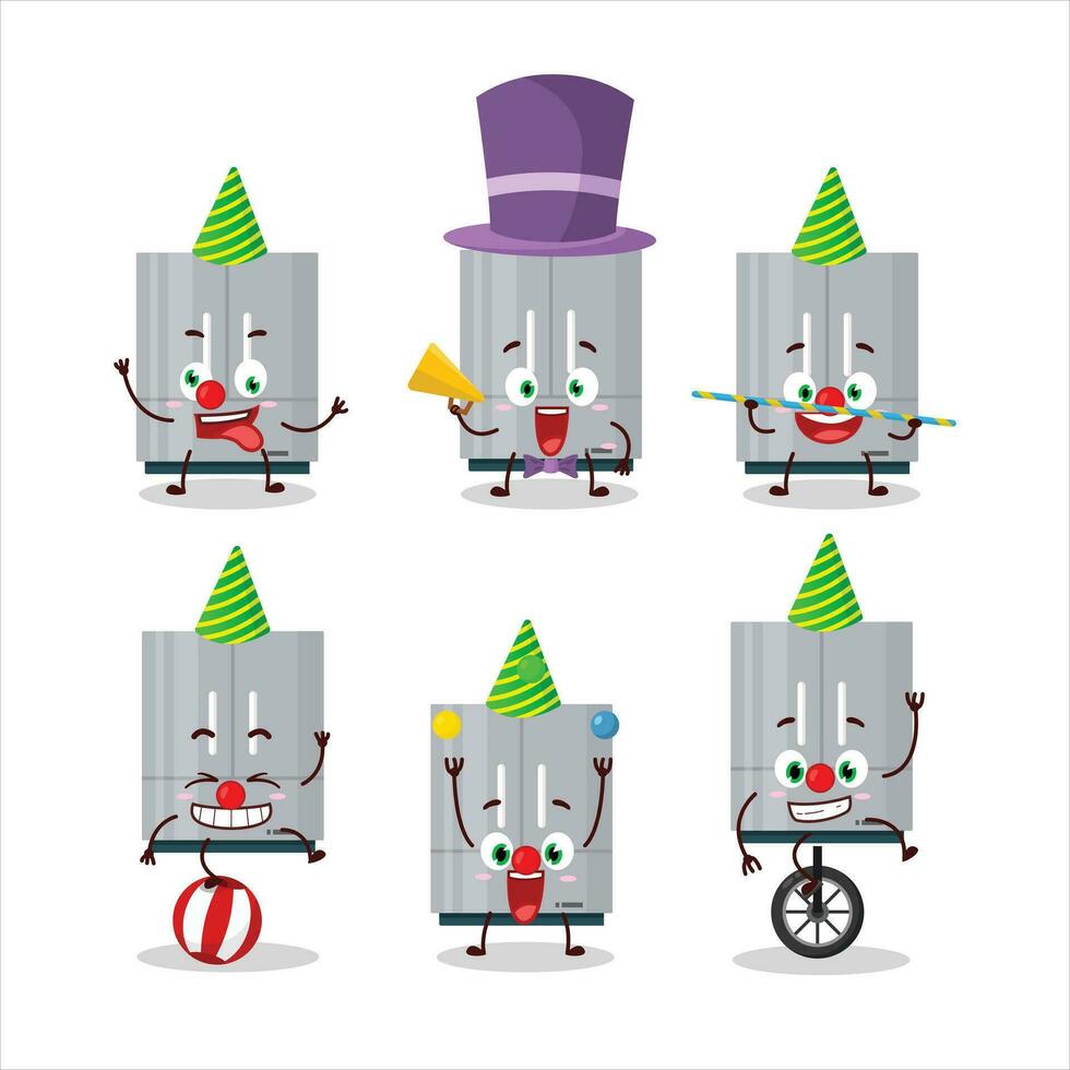 Cartoon character of refrigerator with various circus shows vector