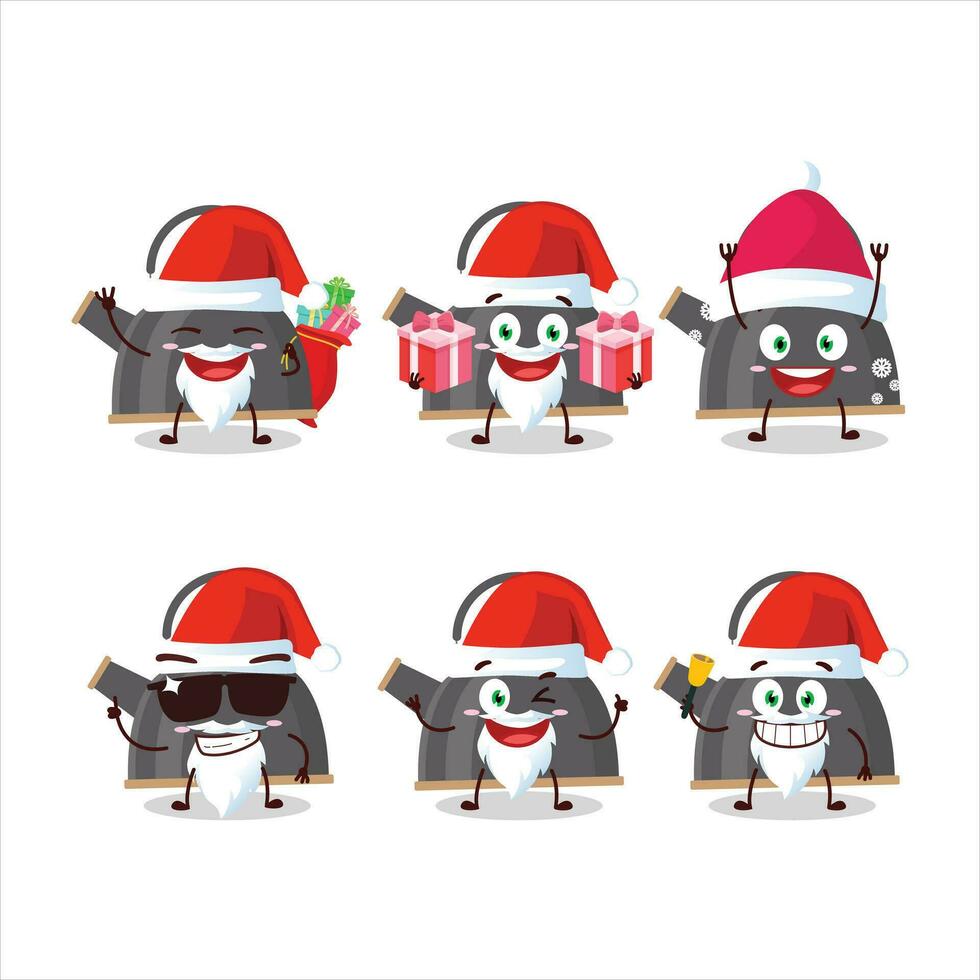 Santa Claus emoticons with black teapot cartoon character vector